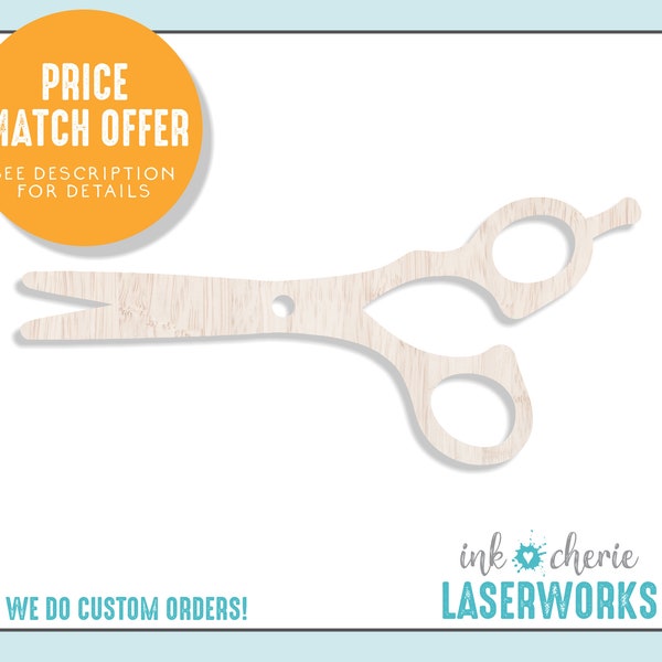 Wood Scissors Cutout, Wooden Craft Supplies, Wood Crafting Shapes, Kids Crafts, Laser Cut Wood Shape for Crafting, Scissors Shape Cutout