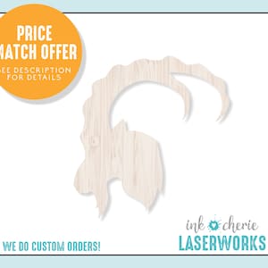 Laser Cut Birch Wood Ram Head: DIY Craft Shape