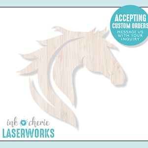 Birch Wood Horse Head Cutout: Laser Cut Craft Shape