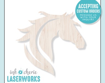 Birch Wood Horse Head Cutout: Laser Cut Craft Shape