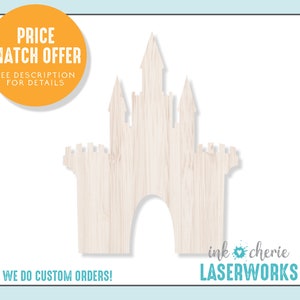 Wood Castle Cutout: Unfinished Birch Craft Shape