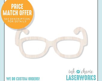 Glasses Cutout: Unfinished Birch Wood Sunglasses Shape, DIY Craft