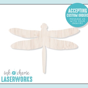 Wood Dragonfly Cutout, Wooden Craft Supplies, Wood Crafting Shapes, Laser Cut Dragonfly Shape, Laser Cut Wood Shape for Crafting, Insect Art