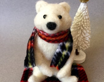 Needle Felted Animal little 1 teddy  bear Wool Art  mini Sculpture ooak gift-b1 
