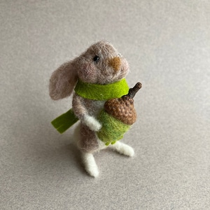 Needle felted small bunny rabbit, dollhouse miniature animals, woodland  gift