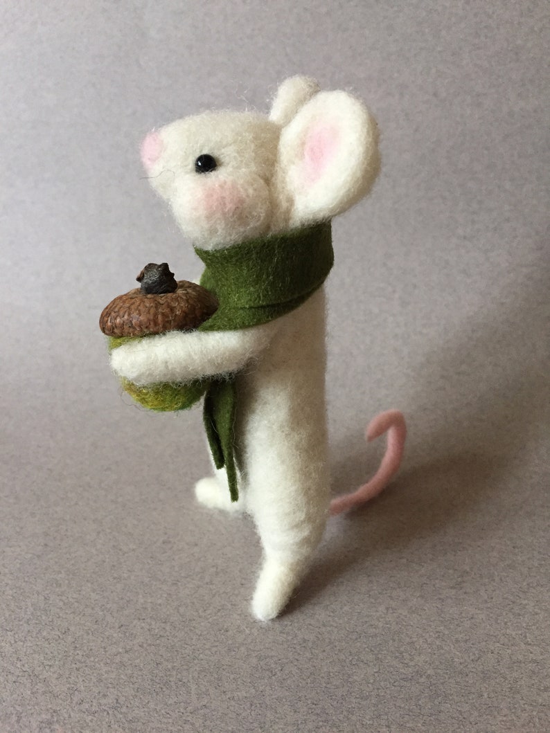 Needle Felted White Wool Mouse Wool Felt Animal Cute Mice Etsy