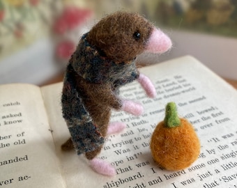 Felted wool small mole, needle felted woodland animal, dollhouse miniature
