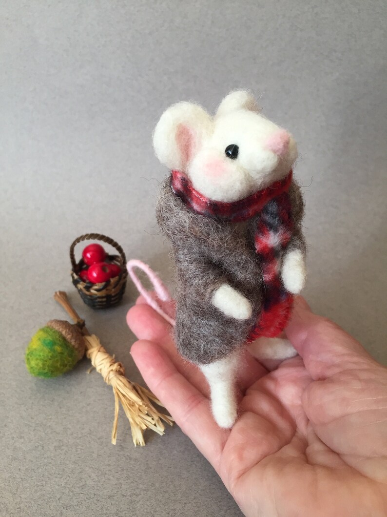 Needle felted wool mouse with sweater Christmas mouse winter Etsy