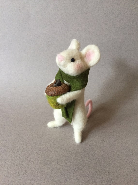 Needle felted gray and tan and white mouse George felted wool felted animal felted mouse
