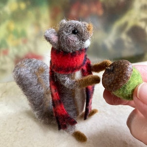 Needle felted wool mini squirrel, felt animal, woodland creature, nature lover gift