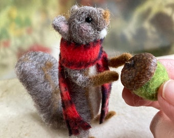 Needle felted wool mini squirrel, felt animal, woodland creature, nature lover gift