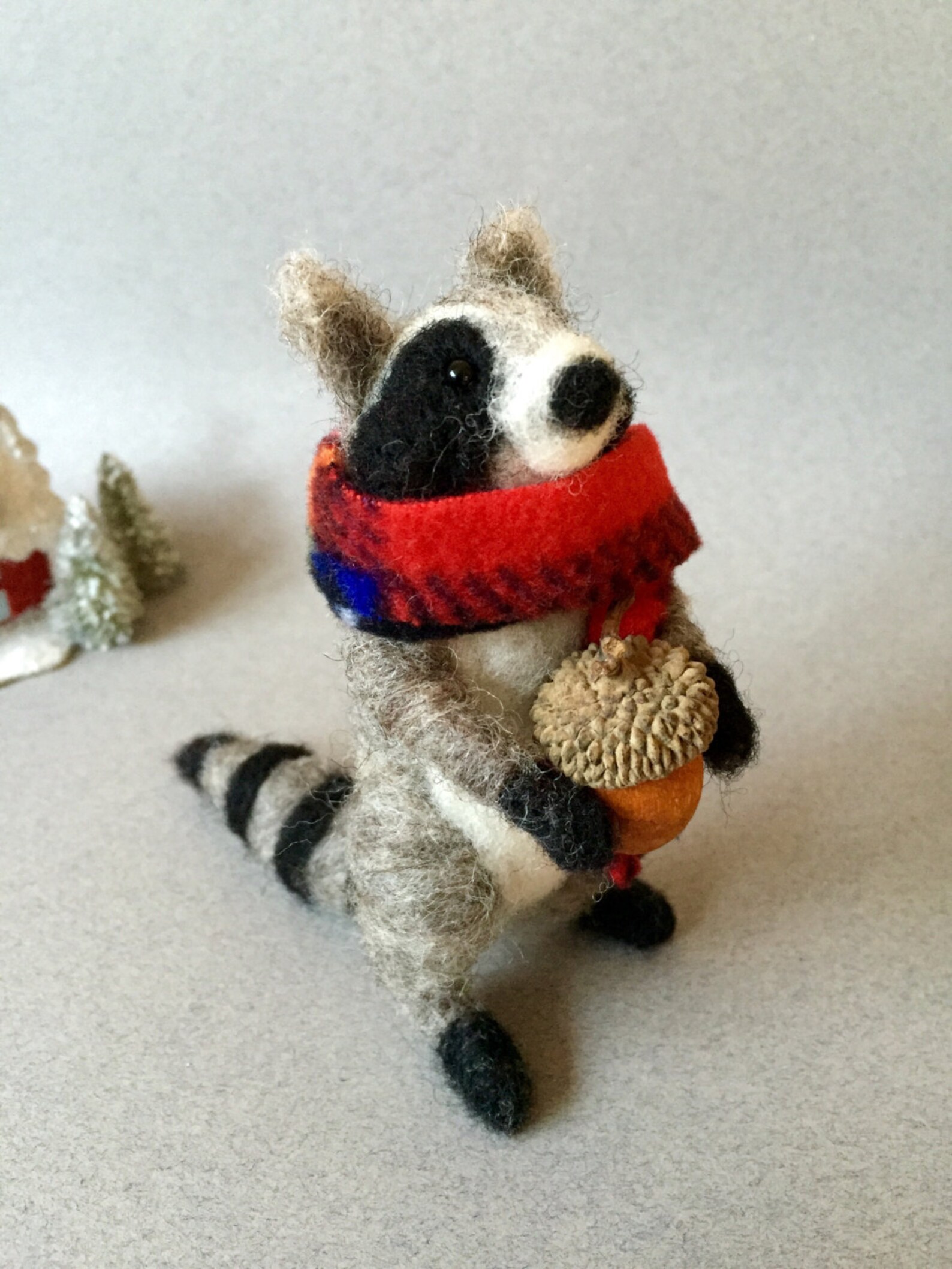 Needle Felted Raccoon Needle Felted Wool Animal Waldorf Etsy