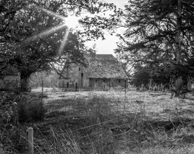 The Hobbits Barn BW, Spring Barn Photo, Country Decor, Wall Art, Old Barn Photography, Fall Farm Decor, Country Landscape, Black white