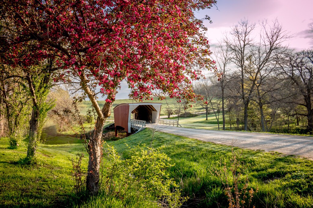 Cedar Covered Bridge Country Creek Photo, Country Decor, Wall Art