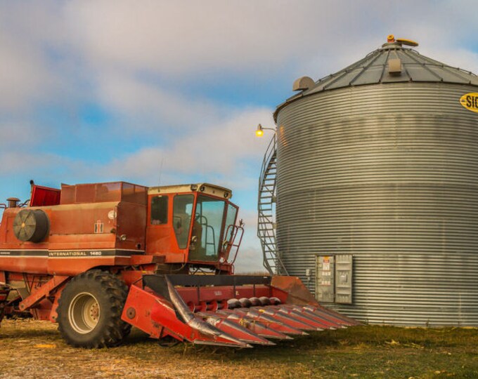 International Combine, Silo, Harvest, Tractor, Country Decor, Iowa Farm, Summer Farm Decor, Fields, Rural America, Country Living, Farming