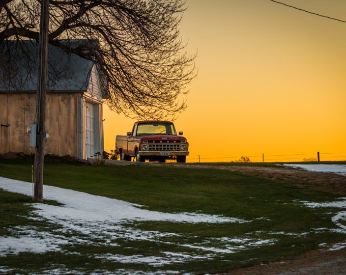 Old Ford Truck in the Morning - Country Decor, Farm Art, Old Truck Decor, Iowa, Autumn Farm Decor, Ford Decor, pickup truck, winter decor