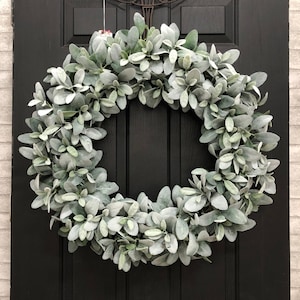 Lambs Ear Wreath, Large Year Round Wreath, All Season Fireplace Wreath, Luxury Wreath, Greenery Wreath, Spring Wreath for Front Door