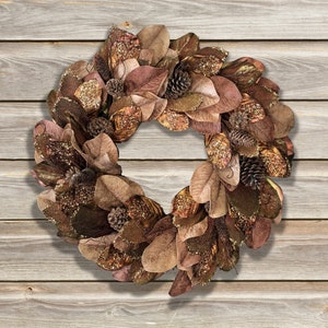 Fall Magnolia Wreath with Metallic Magnolia Leaves, Wreath For Front Door, Glam Fall Wreath, Large Fall Wreath, XL, Oversized, Extra Large