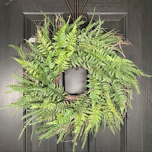 Year Round Mixed Greenery Wreath, Large Wreath for Front Door, Oversized Wreath, Fern Wreath, Extra Large Wreath, Swirl Twig Wreath