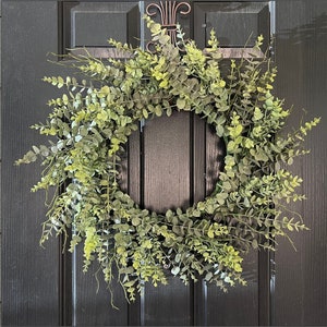 Year Round Wreath for Front Door, Eucalyptus Wreath, Front Door Wreath, Indoor Wreath, Farmhouse Wreath,  Greenery Wreath, Modern Farmhouse