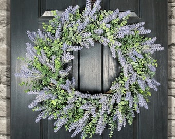 Summer Wreath For Front Door, Eucalyptus Wreath, LAVENDER Wreath, Spring Wreath, Year Round Wreath, Large Wreath, Front Door Wreath