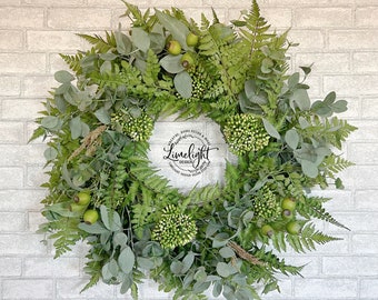 Year Round Eucalyptus and Fern Wreath, Large Wreath for Front Door, Fireplace Wreath, Extra Large Wreath, Greenery Wreath, 30 inch