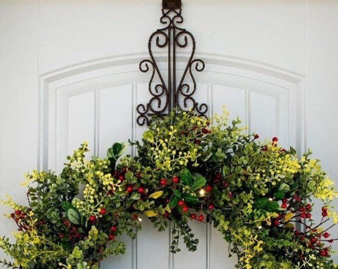 Adjustable Wreath Hanger Padded Over Door Design Heavy Duty Wrought Iron High Quality Wreath