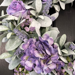 Lambs Ear Wreath With Purple Flowers, Large Spring Wreath for Front ...