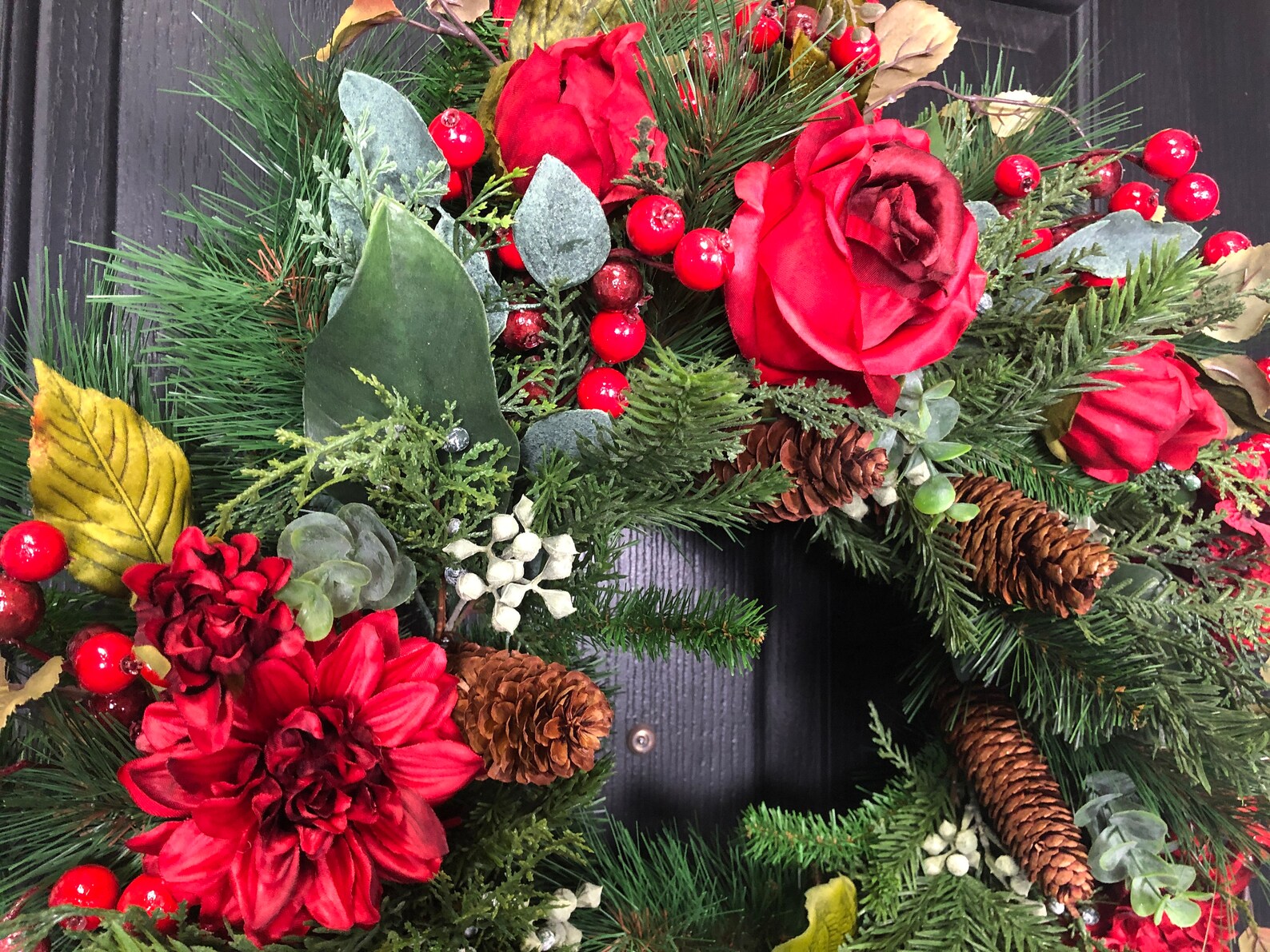 Large Christmas Wreath Floral Christmas Wreath Christmas Etsy