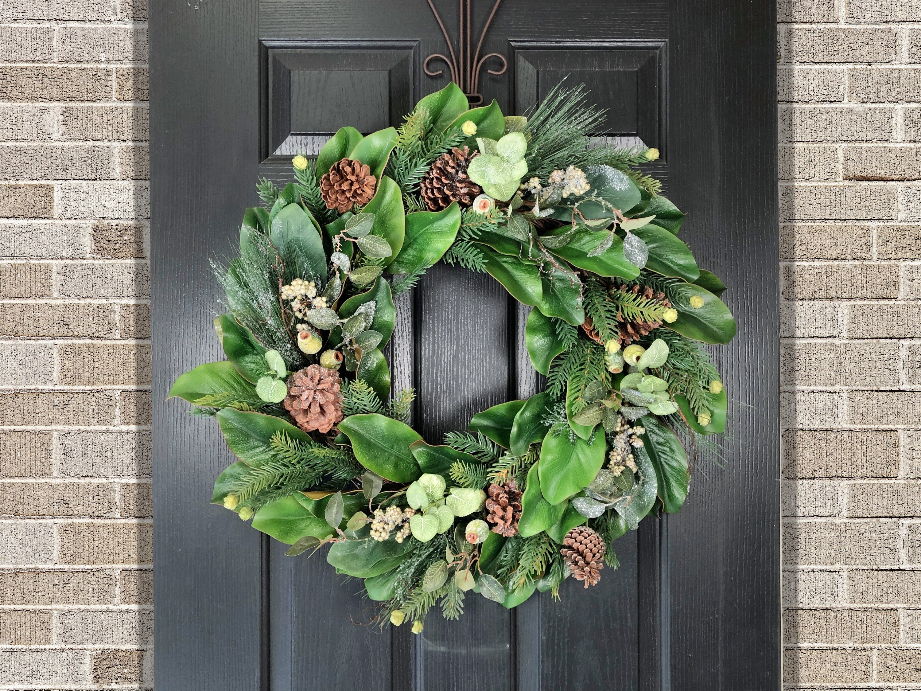Winter Wreath for Front Door, After Christmas Wreaths, Magnolia