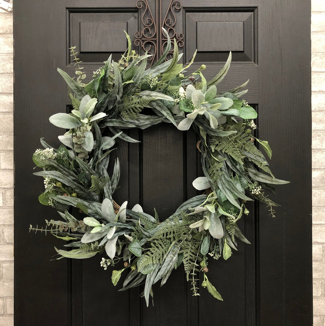 Year Round Eucalyptus & Lambs Ear Wreath, All Season Wreath, Large ...
