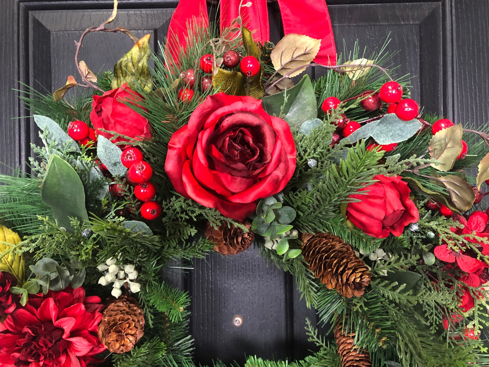 Large Christmas Wreath Floral Christmas Wreath Christmas Etsy