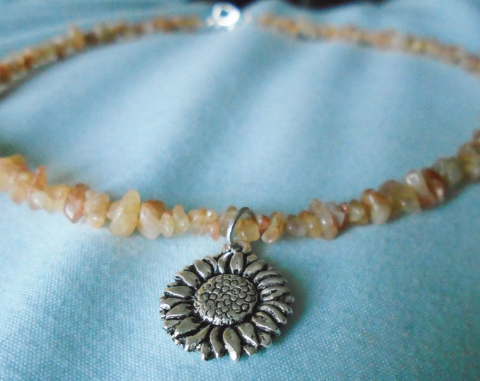Sunstone Sunflower Choker Necklace Etsy