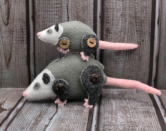 Felt Opossum: Posable Plush Companion