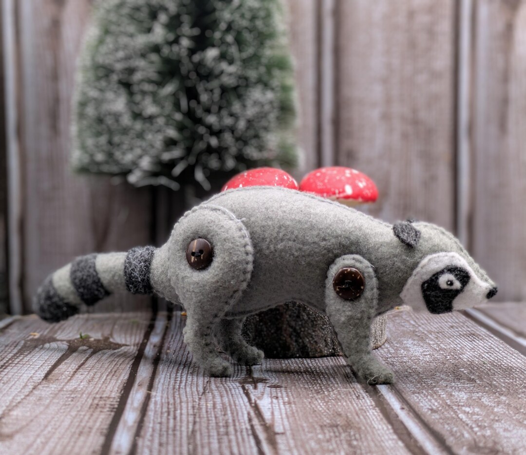 Handmade Felt Raccoon: 6-inch Plush Animal - Etsy