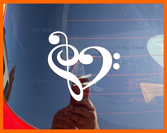 3 Sizes, 12 Colors G CLEF HEART MUSIC NOTE Vinyl Decal