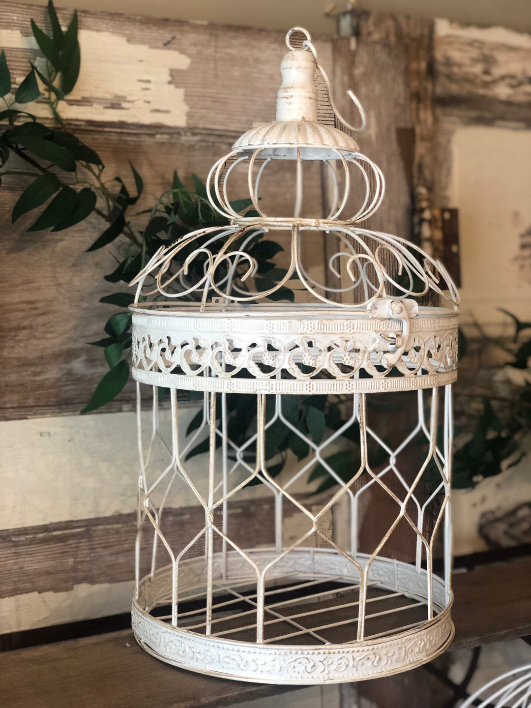 Vintage White Metal Birdcagewedding Etsy