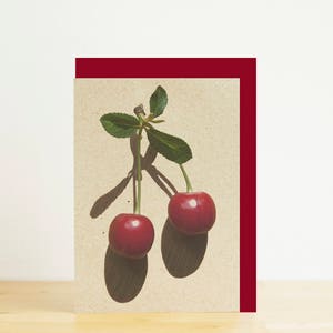 Rote Kirschen-Mini-Karte, Grußkarte, schwarzen Umschlag, Eco-freundlich-Fotografie-Druck