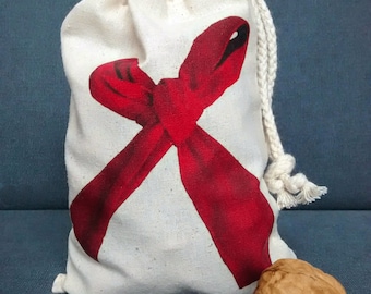 Roter Bogen Weihnachten Geschenk-Tasche, umweltfreundliche Baumwolle Kordelzug Tasche von Fair Trade Fabrik, Wasser-basierte fotografische Druck