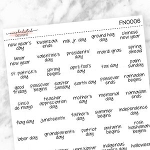 Holiday Sampler Mini Handwritten Script Planner Stickers - Functional Stickers - Script - Matte Removable || FN0006