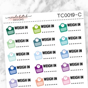 Weigh In Typography with Icon Planner Stickers - Functional Stickers - Matte Removable Labels || TC0019