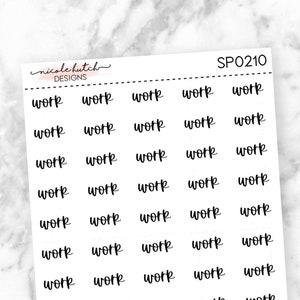 Work Small Typography Planner Stickers - Functional Stickers - Script Stickers - Matte Removable Labels || SP0210