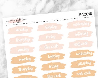 Orange/Yellow/Grey Pastel Weekly Date Cover Rectangle Planner Stickers - Functional Stickers - Matte Removable Labels || FA0016