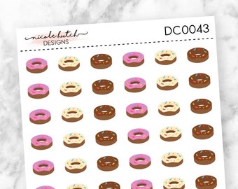 Small Chocolate Donut Icon Planner Stickers - Functional Stickers - Matte Removable Labels || DC0043