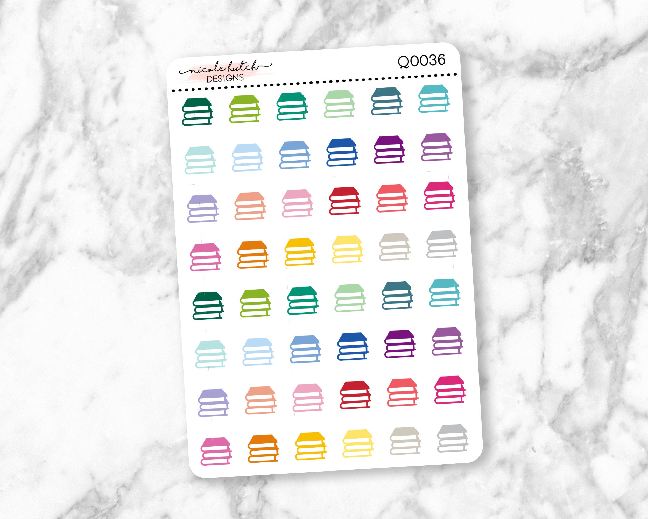 Q0036 || Book Stack Small Icon Planner Stickers - Functional Stickers…