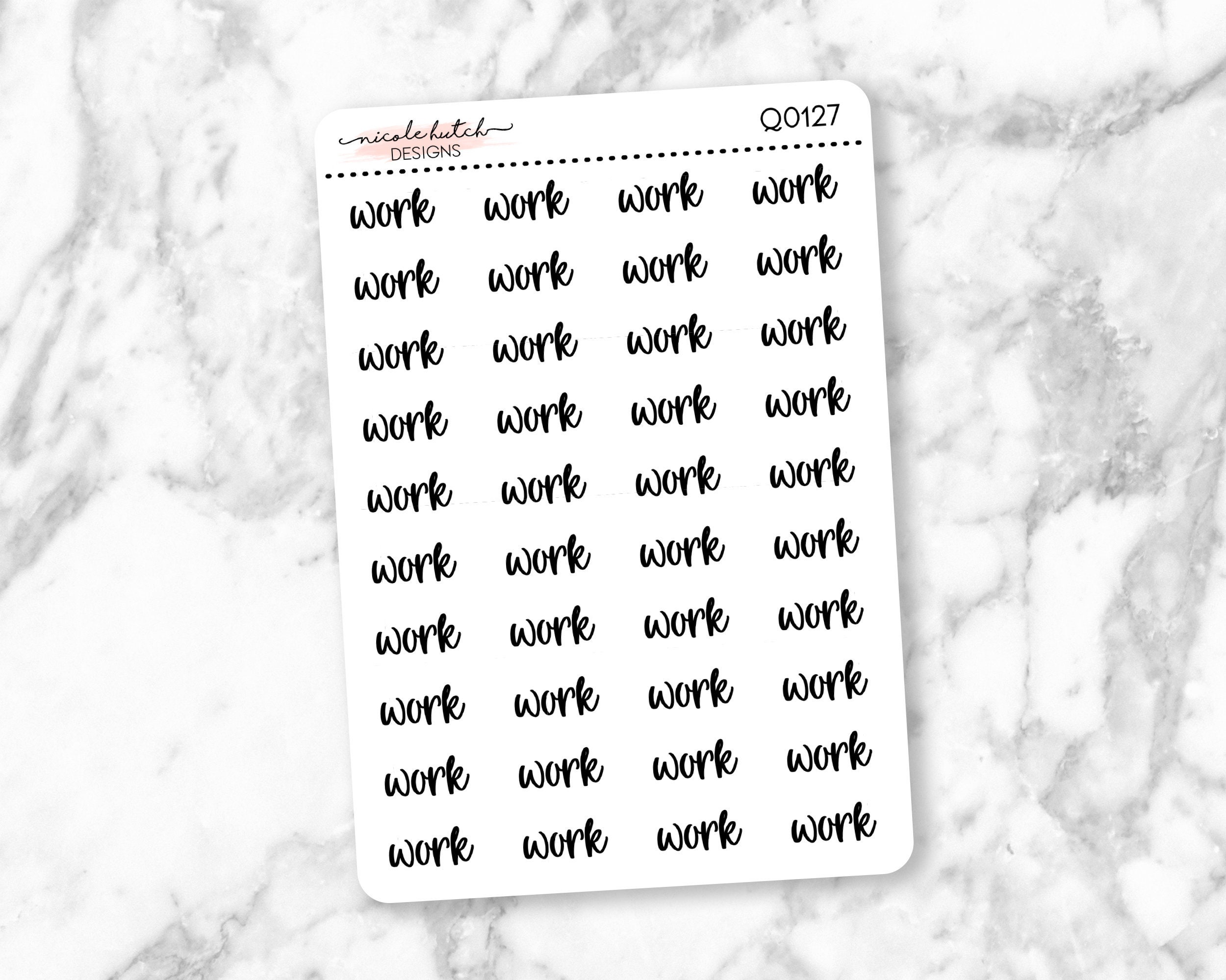 Q0127 || Work Script Word Planner Stickers - Functional Stickers - Bl…