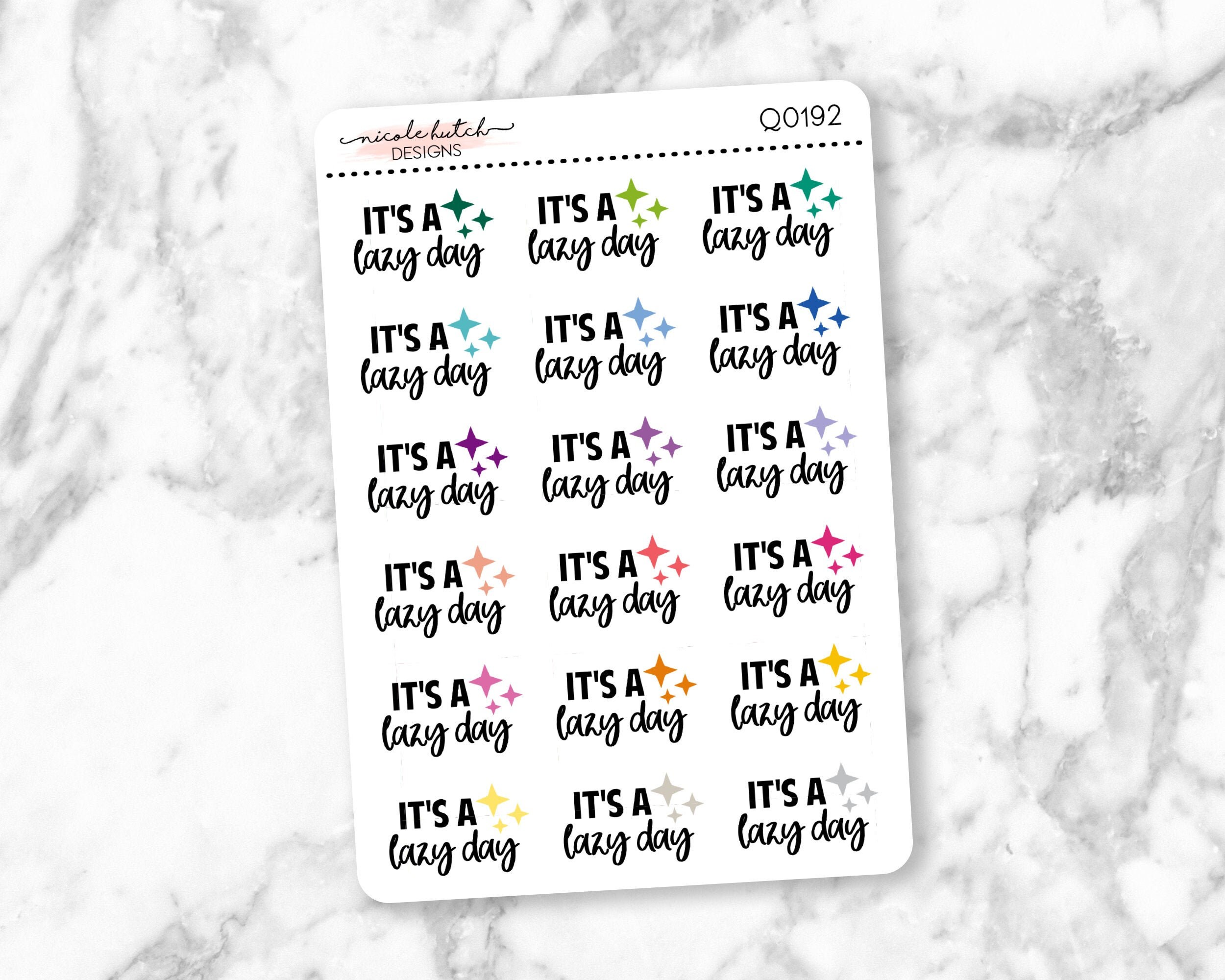 Q0192 || It's a Lazy Day Typography Planner Stickers - Functional…