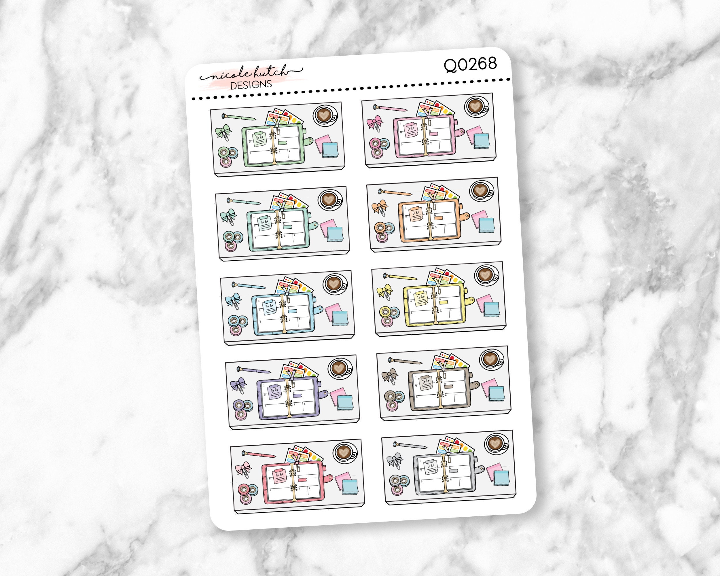 Q0268 || Planner Desk/Planning Flat Lay Planner Stickers - Doodle Sti…