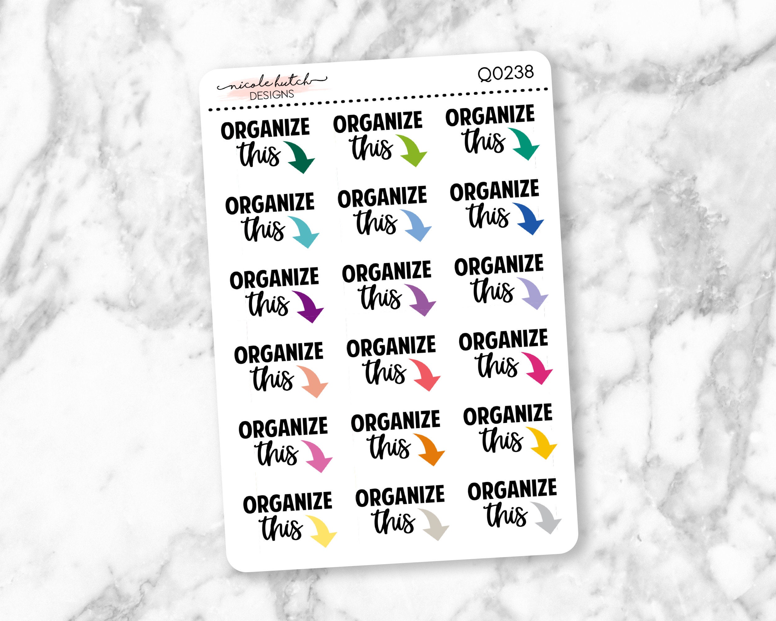 Q0238 || Organize This Typography Planner Stickers - Functional Stick…