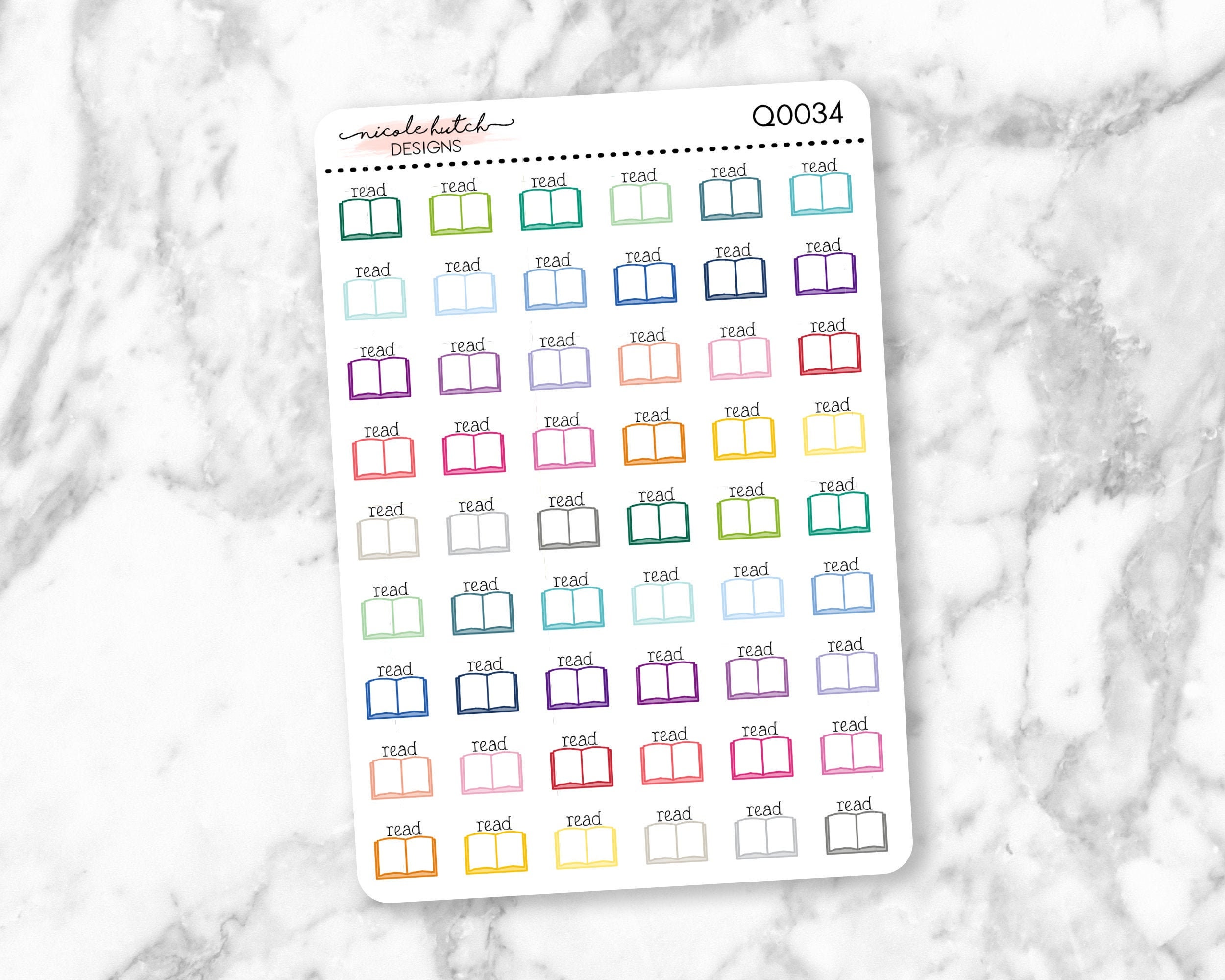 Q0034 || Read Book Small Icon Planner Stickers - Functional Stickers …